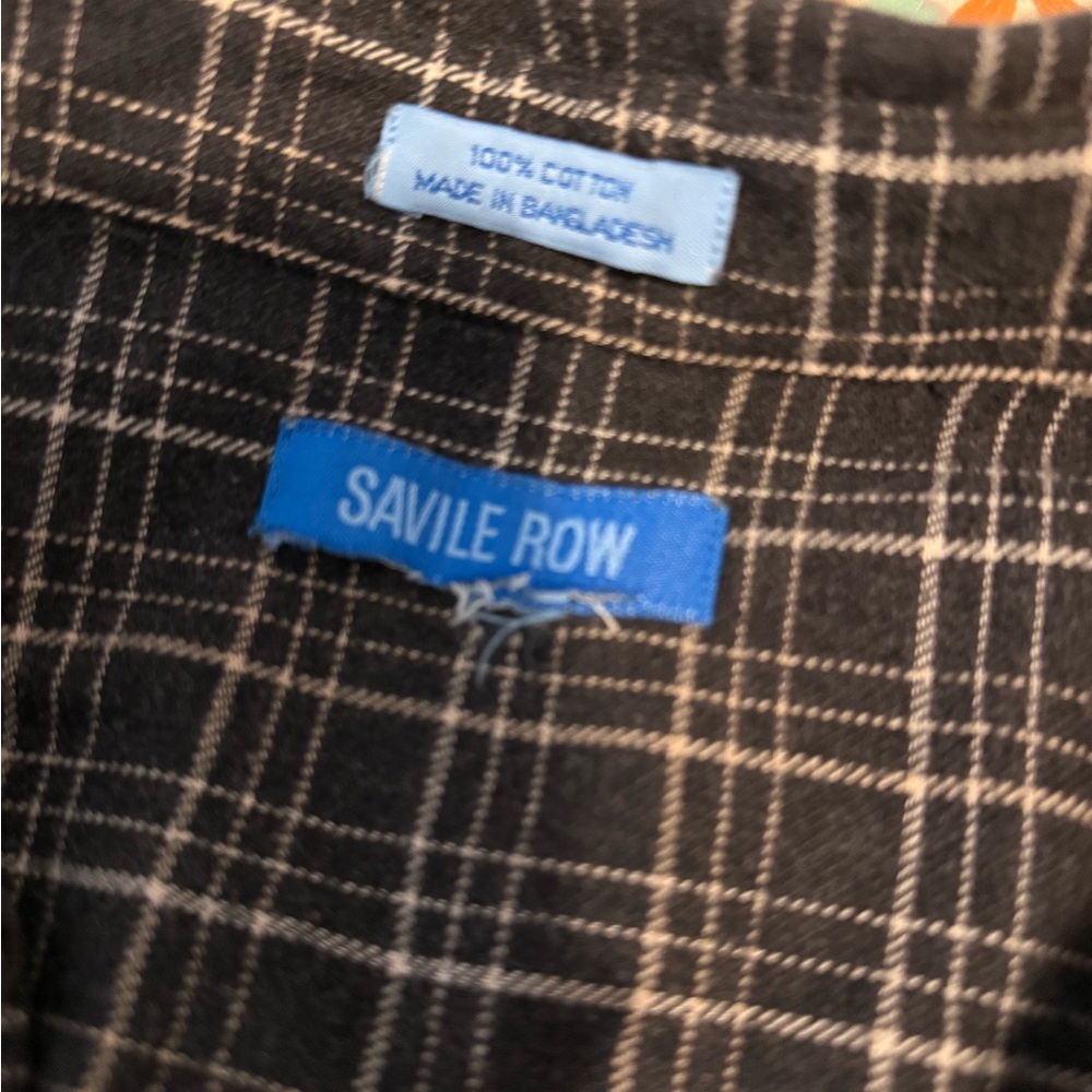 Savile Row Co. Men’s XL Classic Fit Brushed Cotton Flannel Shirt GrayBlue Plaid - Picture 4 of 4